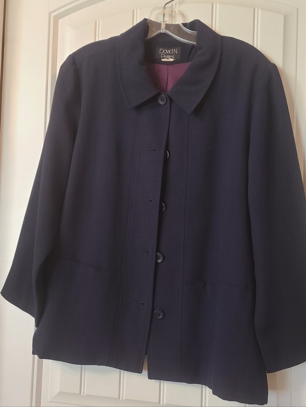 Women's Navy Button-Front Coat